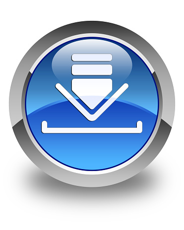 Download icon glossy blue round button