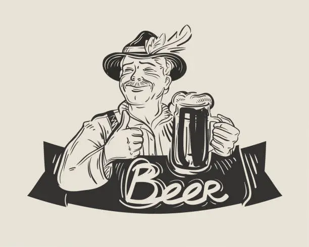 Vector illustration of Beer, ale vector logo design template. Beer Fest or drink, beverage