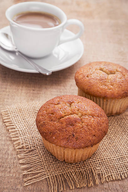 istock Banana cup cake on hessian mats and coffee cup 502709305