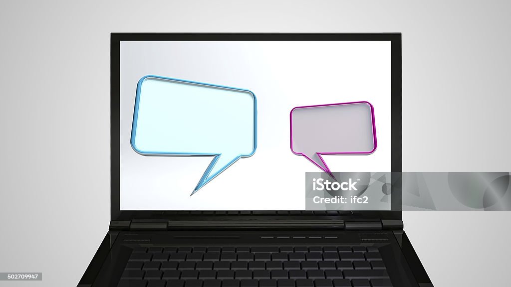 Computadora Monitor de conversación - Foto de stock de Anuncio libre de derechos