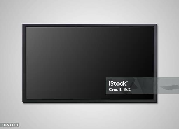 Tv Display On Wall Black Screen Stock Photo - Download Image Now - Communication, Computer, Determination