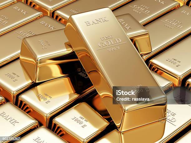 Golden Bars Abstract Background Stock Photo - Download Image Now - Arranging, Bank - Financial Building, Banking