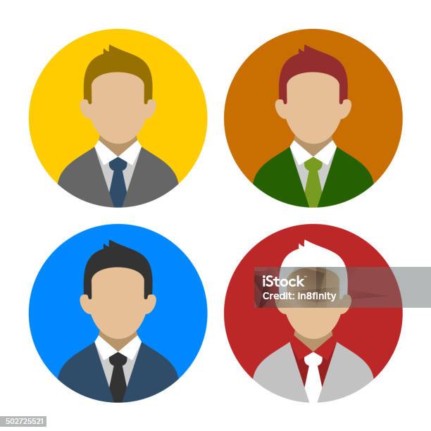 Colorful Businessman Userpics Icons Set In Flat Style Vector Stock Illustration - Download Image Now