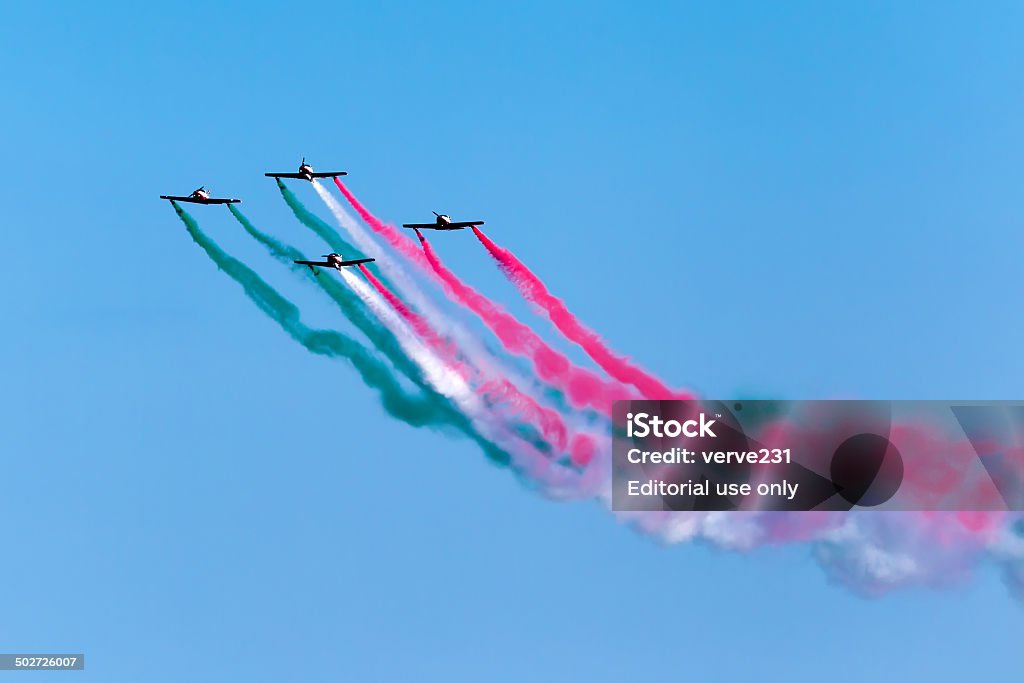 Pioneer Team Kavala, Greece - June 21, 2014: Flying display and aerobatic show of Pioneer Team in Kavala Airshow 2014, in Kavala, Greece.  The Municipality of Kavala, as head of the Organizing Committee, is planning its fourth consecutive international air and naval organization «4th Kavala AirSea Show 2014», on 20, 21 and 22 June in the coastal zone of the port of our city and the surrounding area. Aerobatics Stock Photo