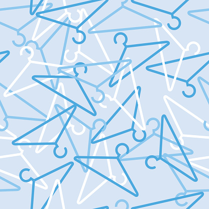 Simple Blue Cartoon Hangers Seamless Background Pattern