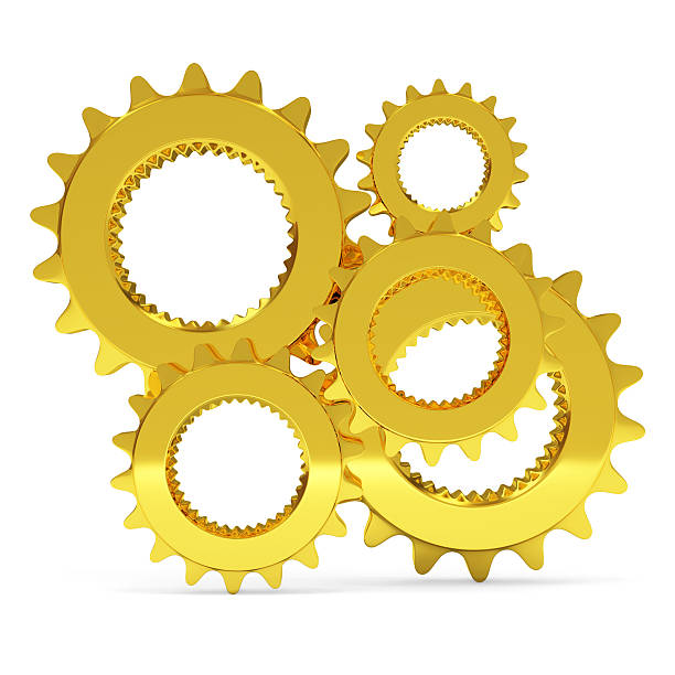istock Golden Gears isoalted on white background 502726653