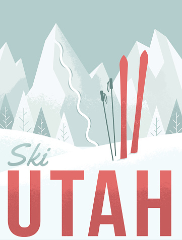 A retro-style illustration inspired by vintage ski posters.