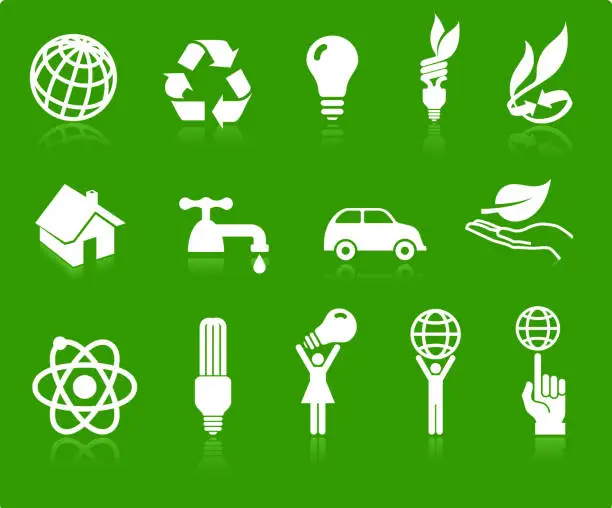 Vector illustration of Green Energy and Resources royalty free vector art Collection Set