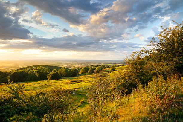 cotswolds の田舎で日没 - vale of evesham ストックフォトと画像