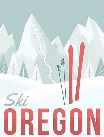 A retro-style illustration inspired by vintage ski posters.