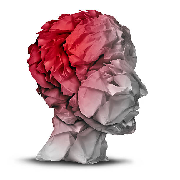 Head Injury Head injury and traumatic brain accident medical  and mental health care concept with a group of crumpled office paper shaped as a human mind with red highlighted area as a symbol of trauma problem. concussion photos stock pictures, royalty-free photos & images