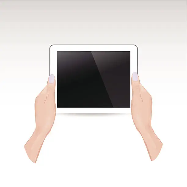 Vector illustration of Internet tablet in businesswoman hands