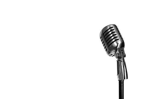 istock Silver vintage microphone in the studio on white background 502727853