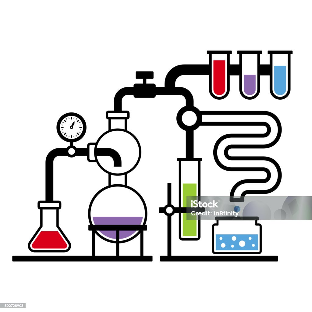 Chemistry Laboratory Infographic Set Chemistry Laboratory Infographic with Some Reaction. Vector Abstract stock vector