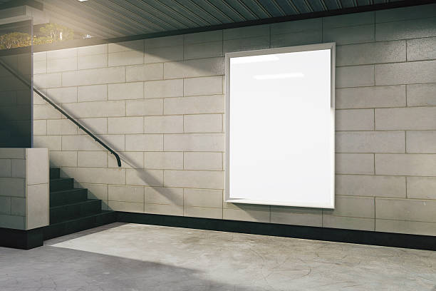 istock Blank white billboard in subway, mock up 502730560