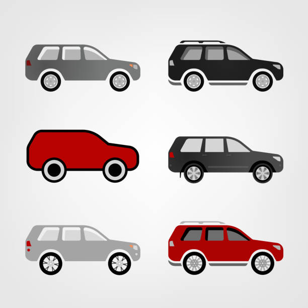illustrations, cliparts, dessins animés et icônes de vector silhouettes de voiture - terrain de mobile homes