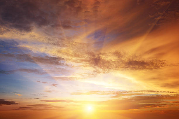 istock Beautiful bright sunset. Heavenly background. 502732408
