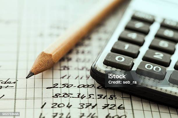 Calculator And Pencil Stock Photo - Download Image Now - Calculator, Wealth, Calculating