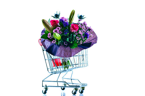 istock Mixed Colours Bouquet in Shopping Cart 502734828