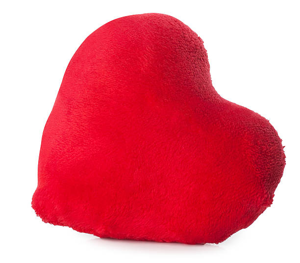 мягкие махровые сердце изоляции - heart shape pillow cushion textile стоковые фото и изображения