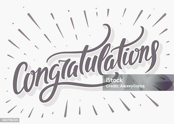 Congratulations Card Hand Lettering Stock Illustration - Download Image Now - Congratulating, Text, Vector