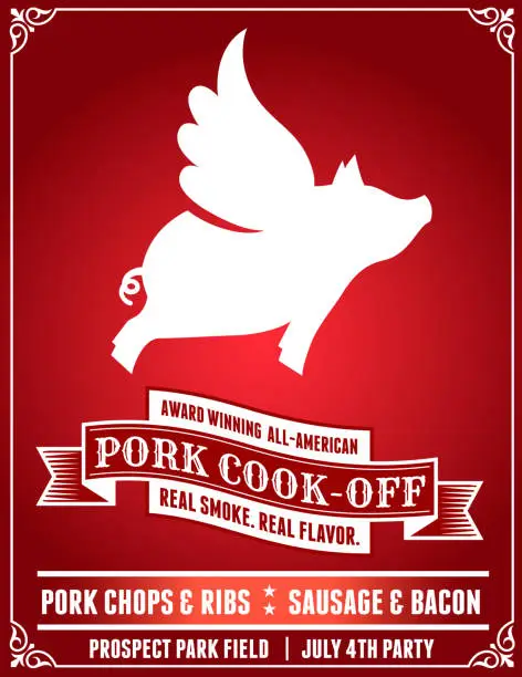 Vector illustration of Pork BBQ Party Poster