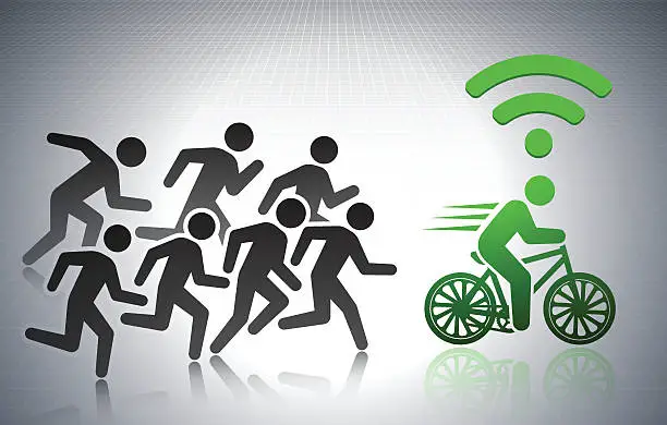 Vector illustration of Modern Wi-Fi Speed with Stick Figures