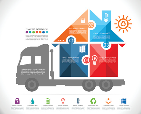 House on Wheels Infographics in Mosaic Style.