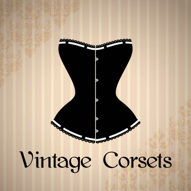 Vintage corset background Vintage background with elegant corset silhouette steampunk woman stock illustrations