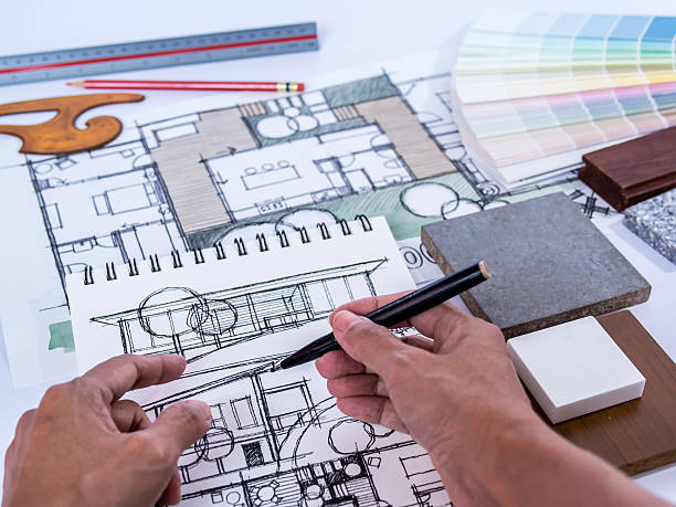 istock Architect /interior's hand drawing illustration of home renovation 502744055
