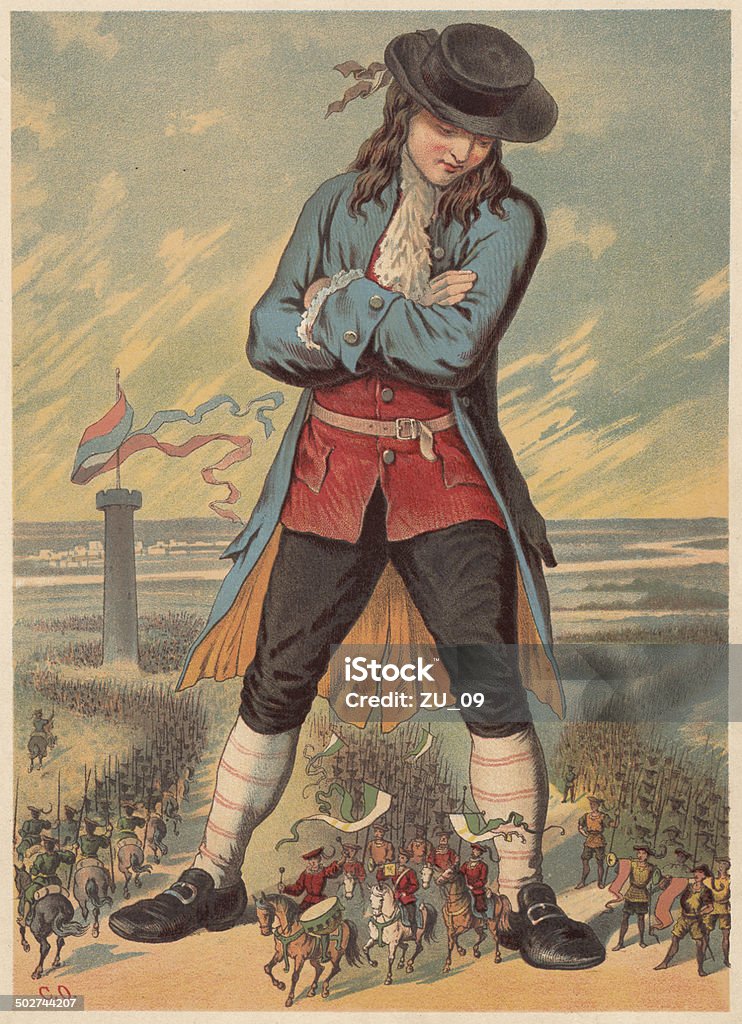 O Gulliver no país insular de Lilliput - Ilustração de Homenagem às Viagens de Gulliver royalty-free