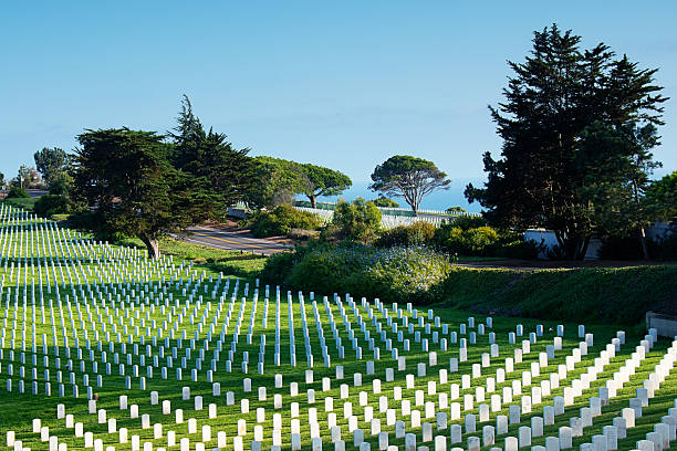 Fort Rosecrans National Cemetery Fort Rosecrans National Cemetary at Point Loma California national cemetery stock pictures, royalty-free photos & images