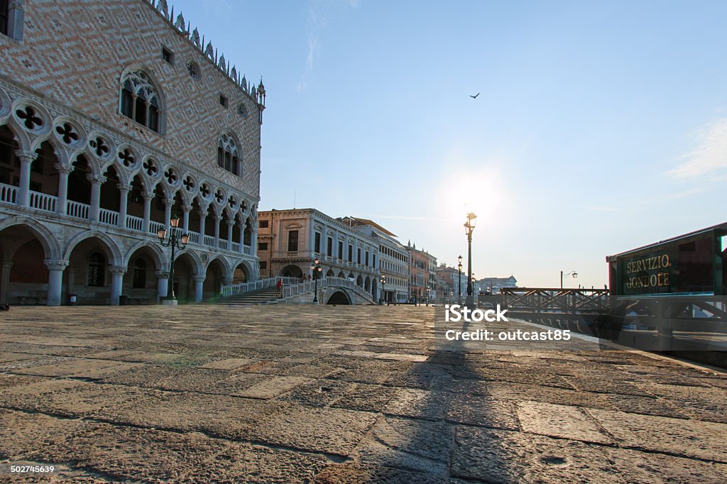 Sunrise in Piazza San Marco, Venice Back Lit Stock Photo