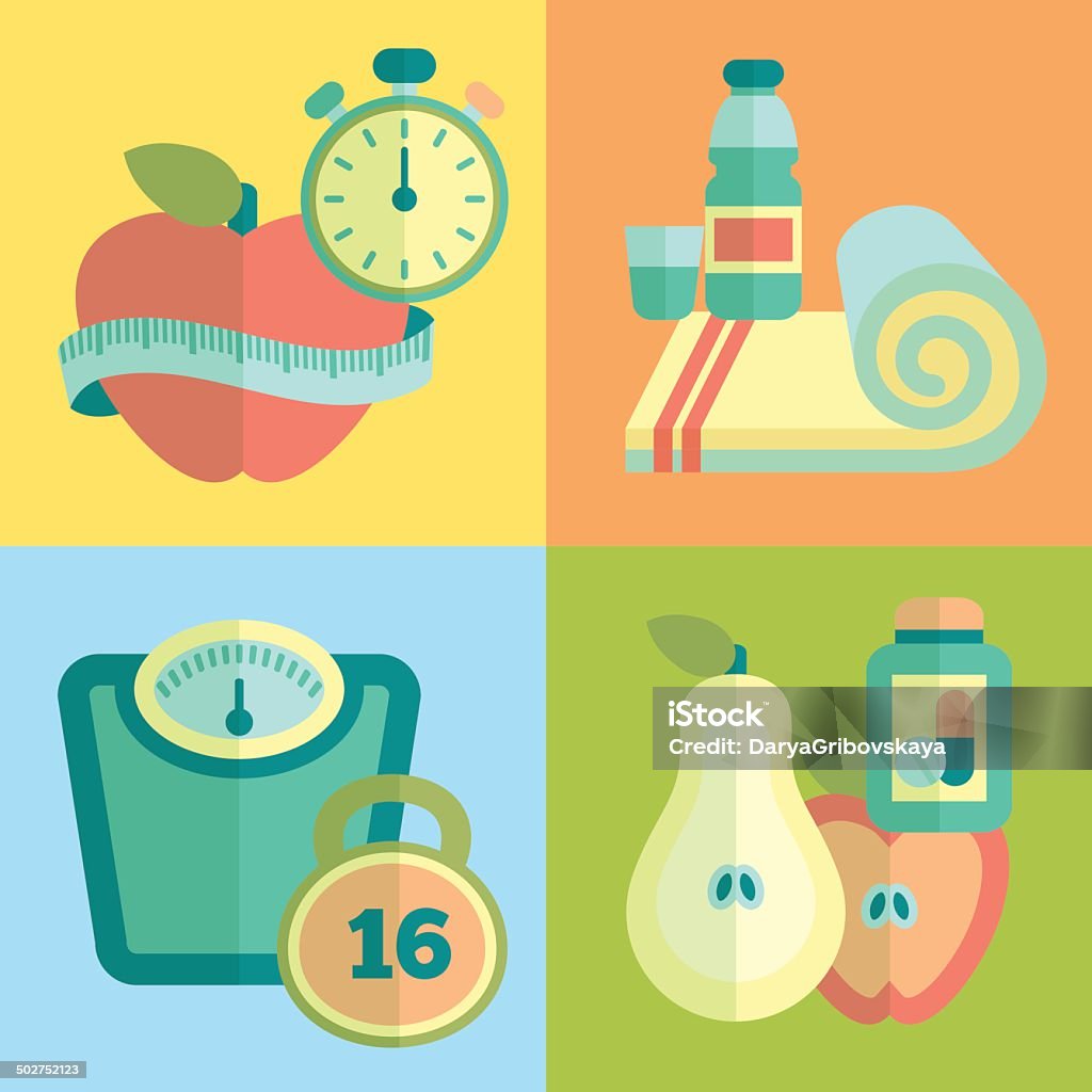 Set of fitness flat icons Abstract stock vector