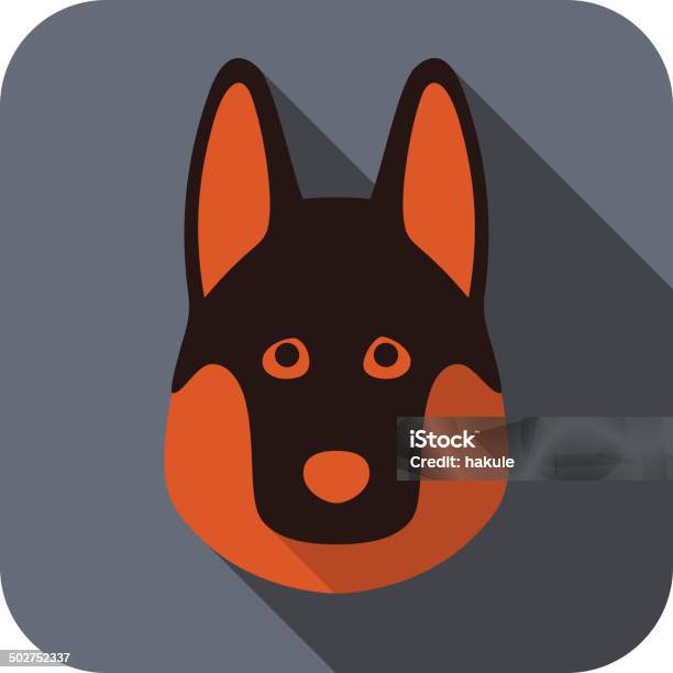 German Shepherd Dog Face Flat Icon Stock Illustration - Download Image Now - Animal, Animal Body Part, Animal Head