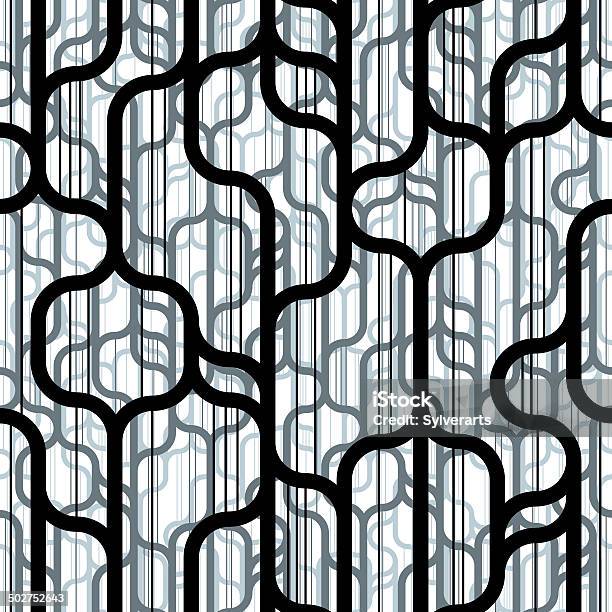Trendy Lines And Shapes Seamless Pattern Stock Illustration - Download Image Now - Abstract, Art, Art And Craft