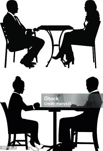 People Sitting At Table And Talkingvector Illustration Stock Illustration - Download Image Now