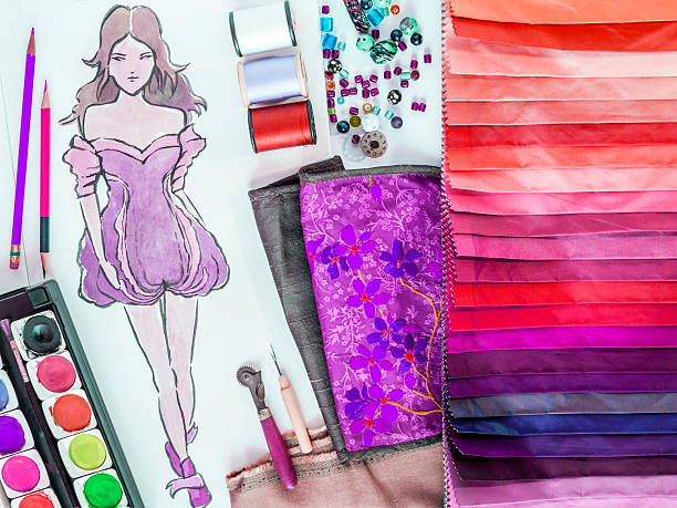 istock Fashion designer material sample and hand-drawn illustration 502753371