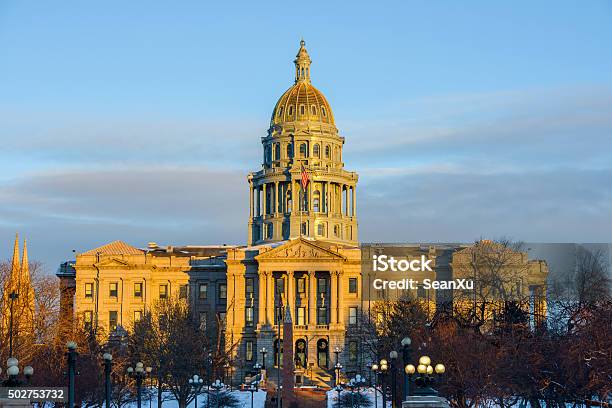 Sunset At Colorado Capitol Stock Photo - Download Image Now - Colorado, Capitol Building - Washington DC, Denver