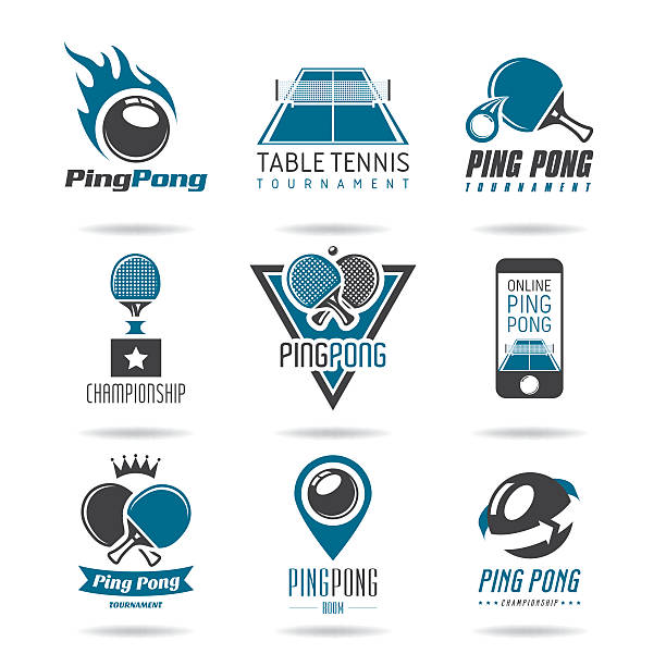 Ping pong icon set vector art illustration