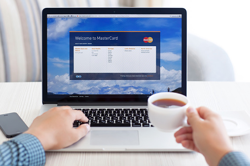 Simferopol, Russia - July 12, 2014: MasterCard international payment system. It is founded in 1966 as a result of the agreement between several American banks.