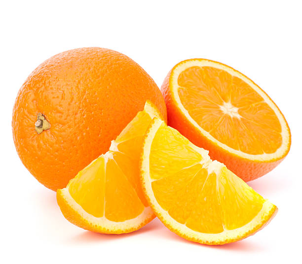 istock Whole orange fruit and his segments or cantles 502755639