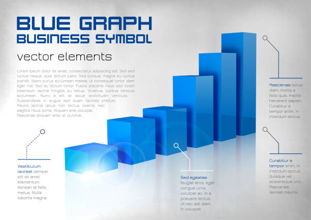 niebieski wykres - computer graphic number achievement analyzing stock illustrations