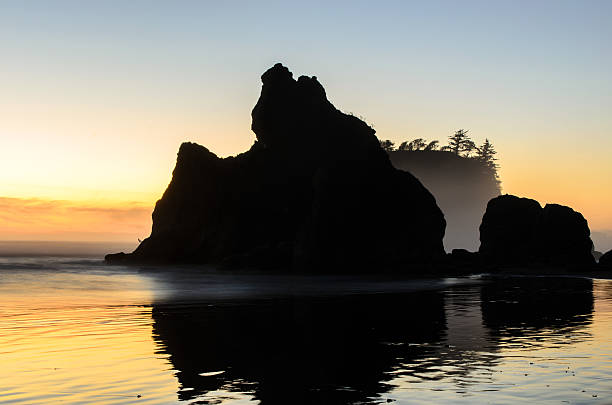 istock Sea Stack Silhouette at sunset in the Pacific Northwest 502756232