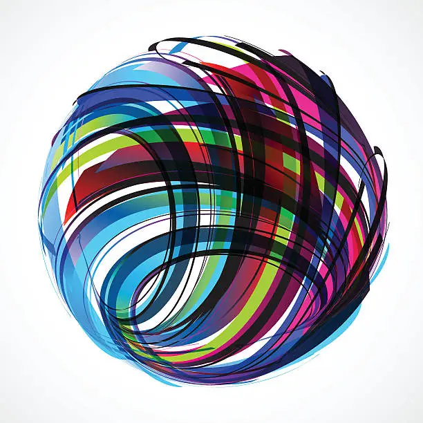 Vector illustration of abstract colorful wave stripe ball pattern