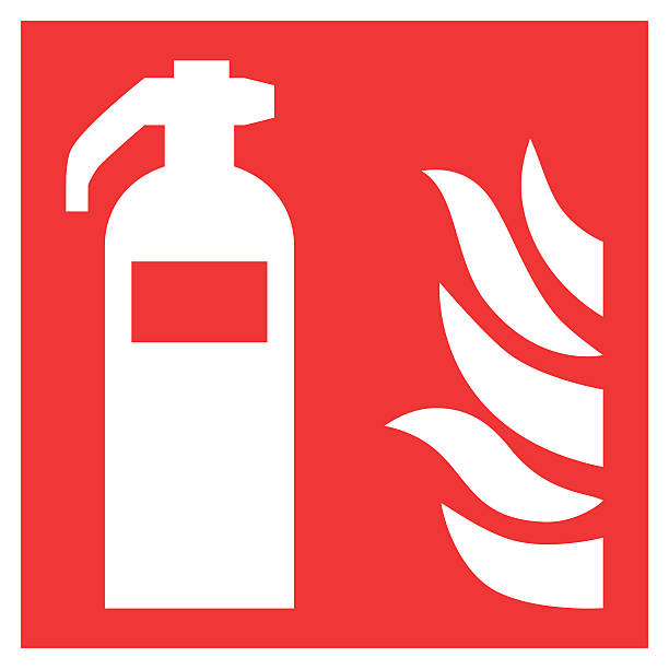 Fire safety sign FIRE EXTINGUISHER Fire safety sign FIRE EXTINGUISHER  emergency services equipment stock illustrations