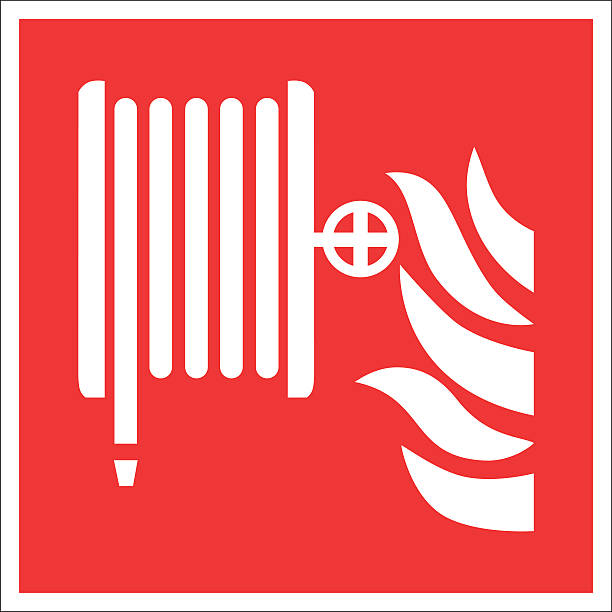 Fire safety sign FIRE HOSE REEL Fire safety sign FIRE HOSE REEL fire hose stock illustrations