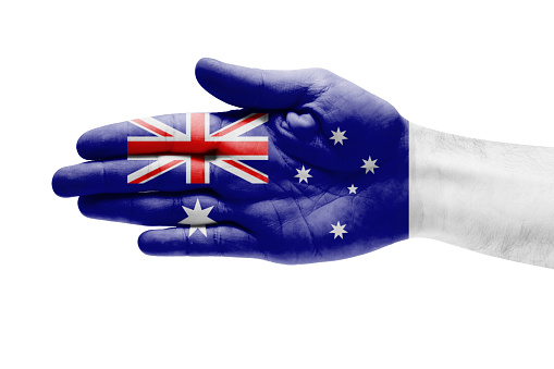 Human Hand Australia Flag Painted.