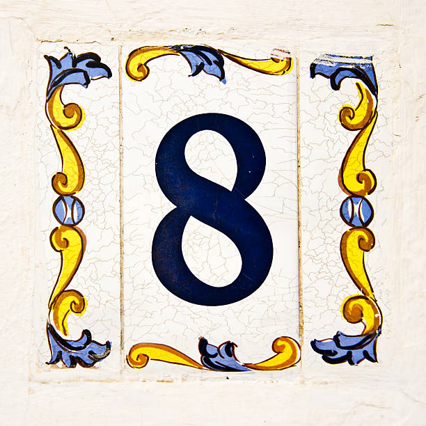 istock Ceramic tile, street number 8 502758981