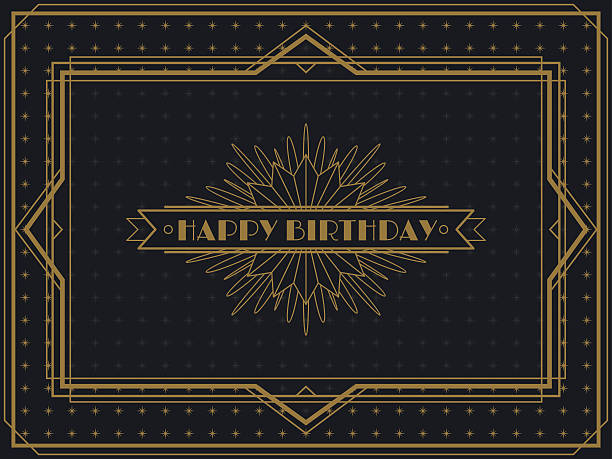 Vintage Art Deco Birthday card frame design Vintage Art Deco Happy Birthday card frame design template gatsby stock illustrations